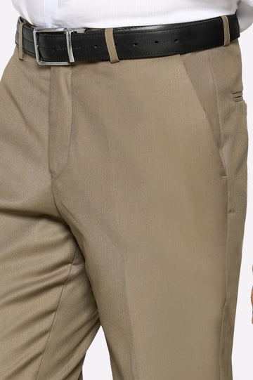 Beige Regular Fit Formal Trouser