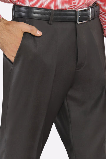 Dark Brown Regular Fit Formal Trouser