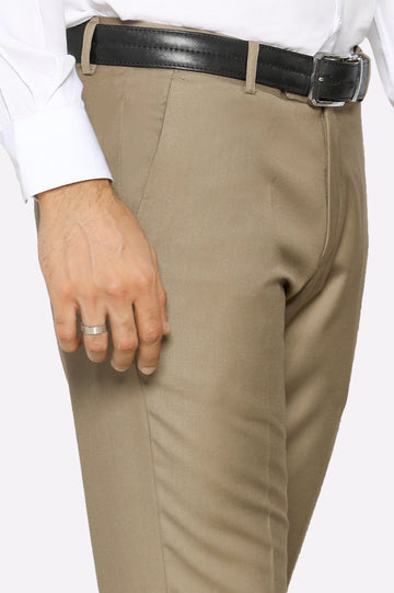 Beige Slim Fit Formal Trouser