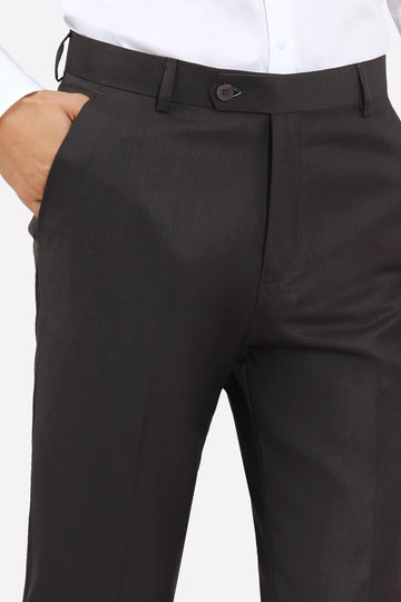 Dark Brown Regular Fit Formal Trouser
