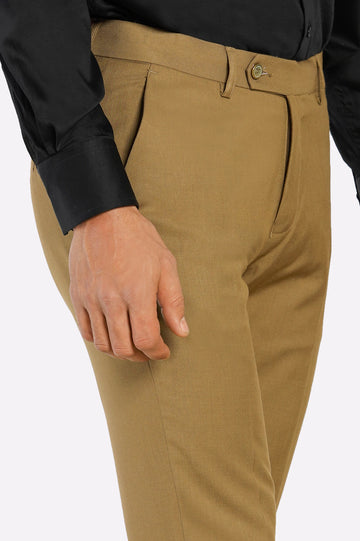 Beige Slim Fit Formal Trouser