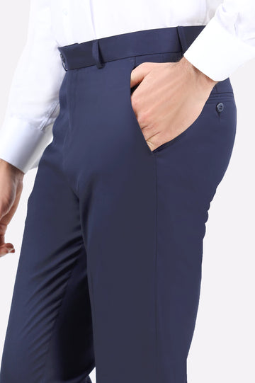 Blue Regular Fit Formal Trouser