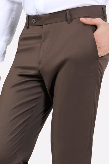 Brown Regular Fit Formal Trouser
