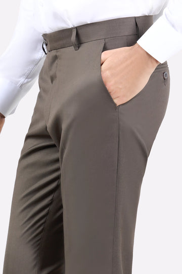 Dark Brown Regular Fit Formal Trouser