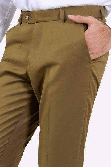 Khaki Regular Fit Formal Trouser
