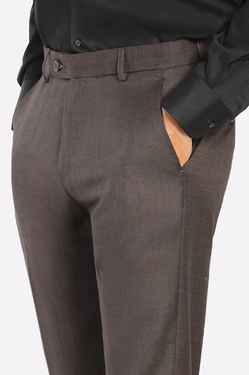 Brown Regular Fit Formal Trouser