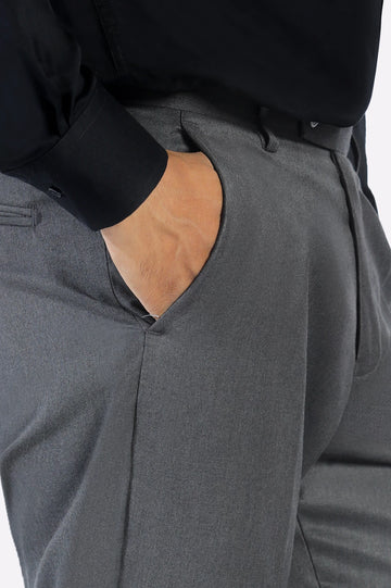 Dark Grey Regular Fit Formal Trouser