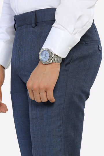 Royal Blue Slim Fit Formal Trouser