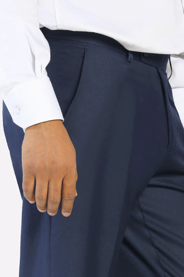 Navy Blue Regular Fit Formal Trouser