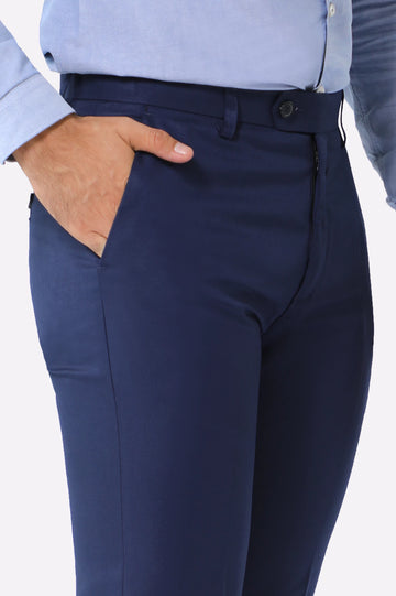 Navy Blue Regular Fit Formal Trouser
