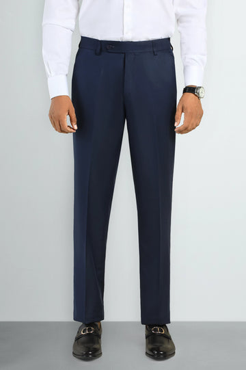 Navy Blue Regular Fit Formal Trouser