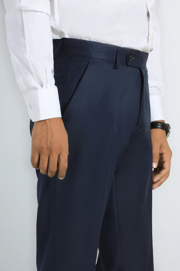 Navy Blue Regular Fit Formal Trouser