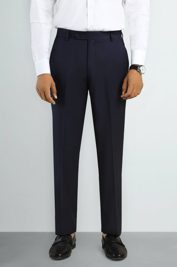 Navy Blue Regular Fit Formal Trouser