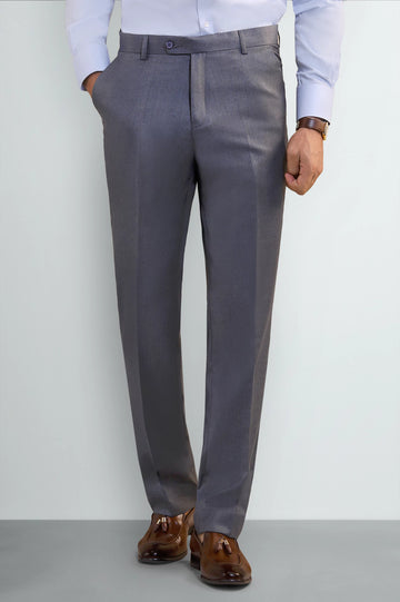 Grey Regular Fit Formal Trouser