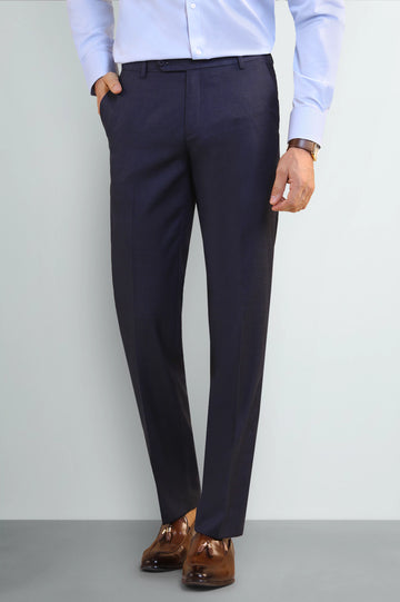 Navy Blue Regular Fit Formal Trouser