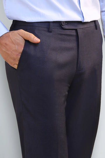 Navy Blue Regular Fit Formal Trouser