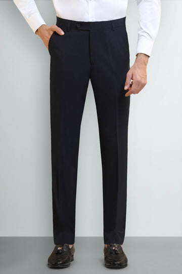 Navy Blue Regular Fit Formal Trouser