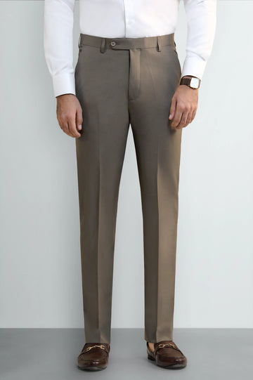 Beige Regular Fit Formal Trouser