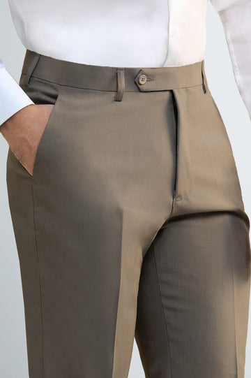 Beige Regular Fit Formal Trouser