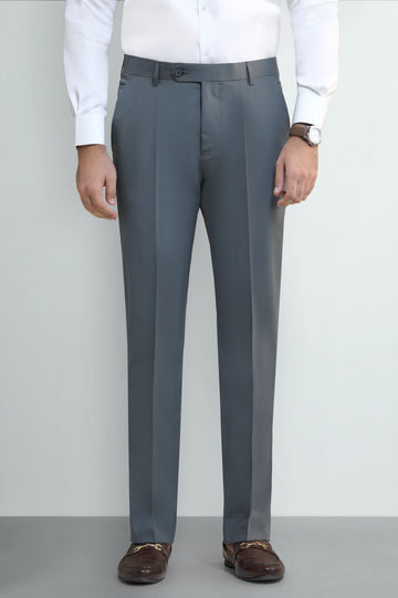 Grey Regular Fit Formal Trouser