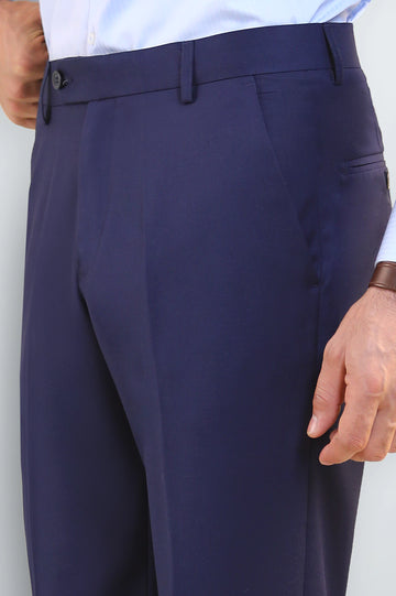 Royal Blue Regular Fit Formal Trouser