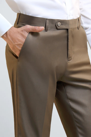 Beige Regular Fit Formal Trouser