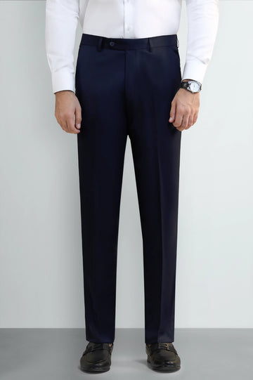 Navy Blue Regular Fit Formal Trouser