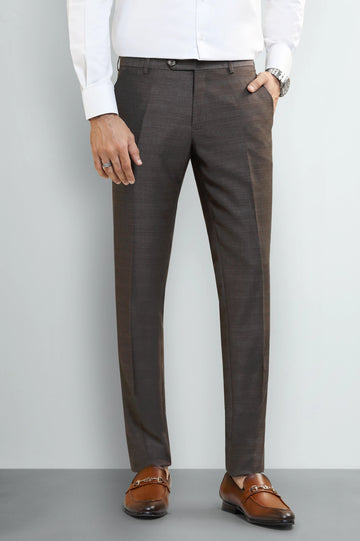 Brown Slim Fit Formal Trouser