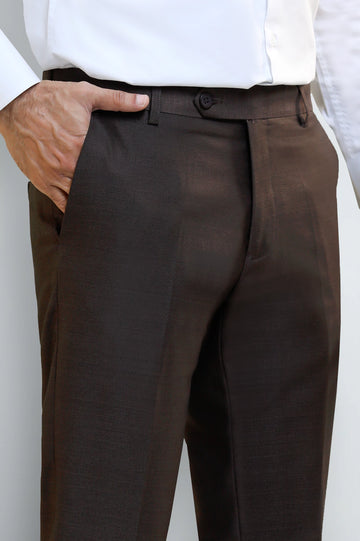 Dark Brown Slim Fit Formal Trouser