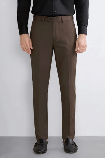 Medium Brown Smart Fit Formal Trouser