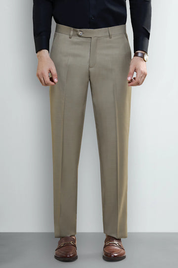 Beige Smart Fit Formal Trouser