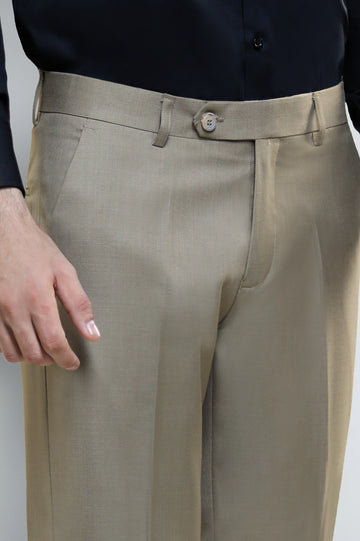 Beige Smart Fit Formal Trouser