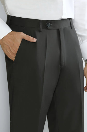 Dark Olive Regular Fit Formal Trouser