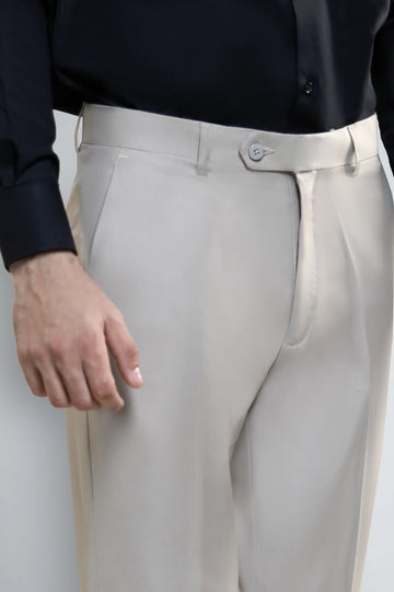 Beige Smart Fit Formal Trouser