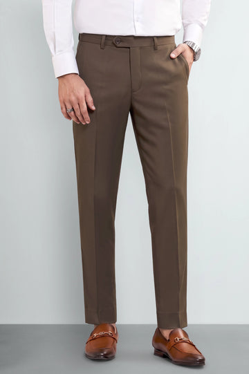Brown Regular Fit Formal Trouser