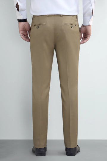 Beige Regular Fit Formal Trouser