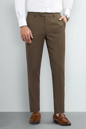 Brown Regular Fit Formal Trouser