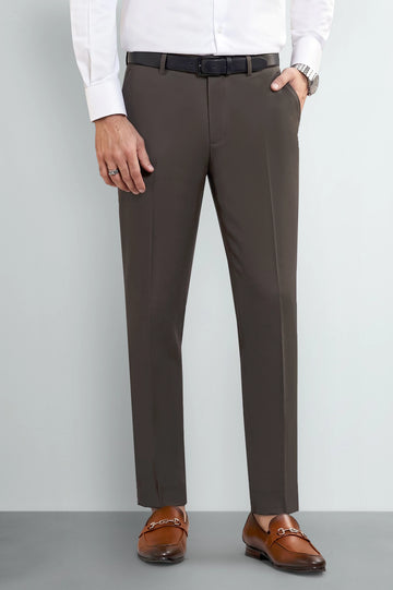 Dark Brown Regular Fit Formal Trouser