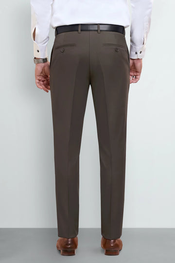 Dark Brown Regular Fit Formal Trouser