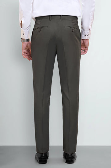 Dark Olive Regular Fit Formal Trouser