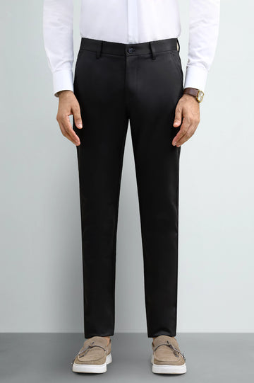 Black Smart Fit Cotton Chino