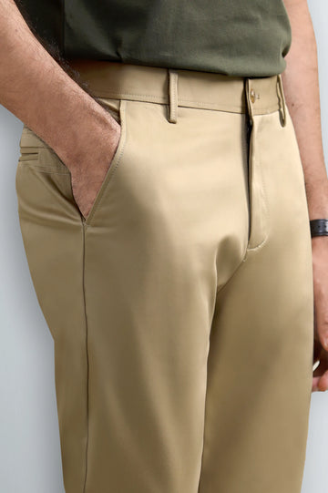 Beige Smart Fit Cotton Chino
