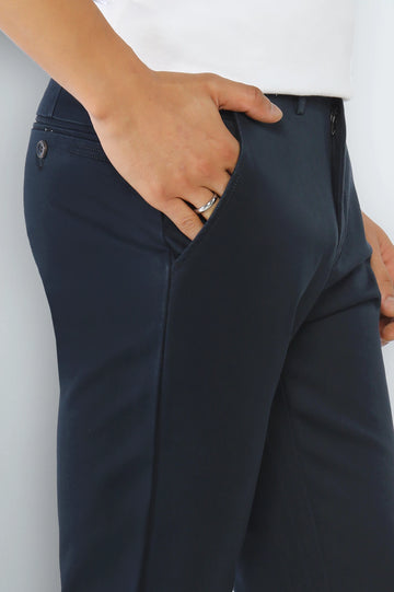 Dark Blue Smart Fit Cotton Chino
