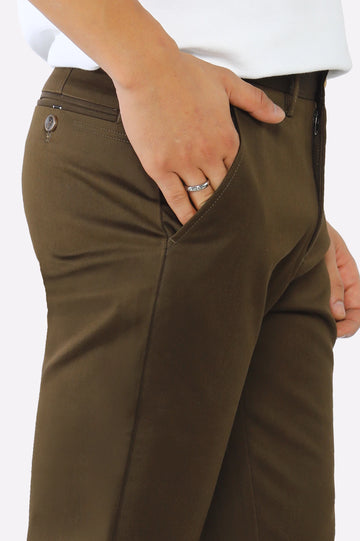 Dark Brown Smart Fit Cotton Chino