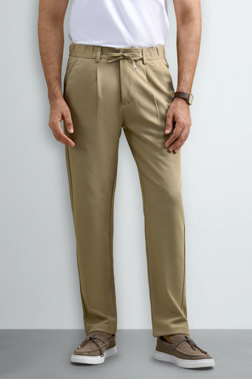 Beige Smart Fit Casual Trouser