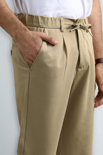 Beige Smart Fit Casual Trouser