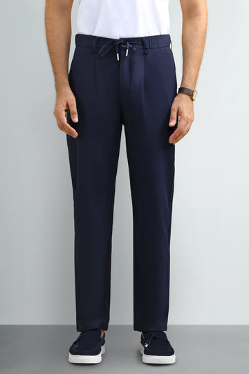 Navy Smart Fit Casual Trouser