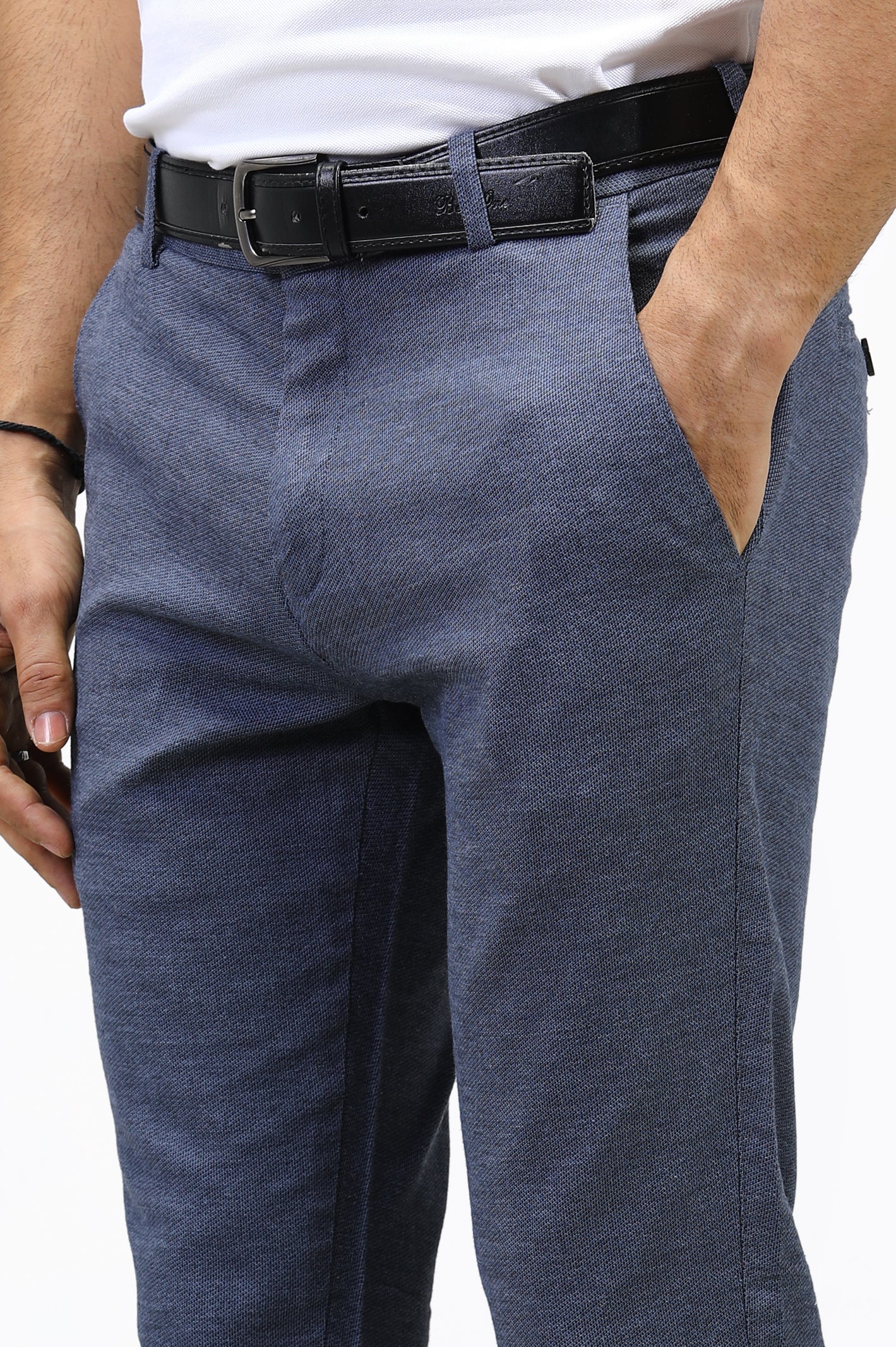Blue Formal Cotton Trouser From Diners