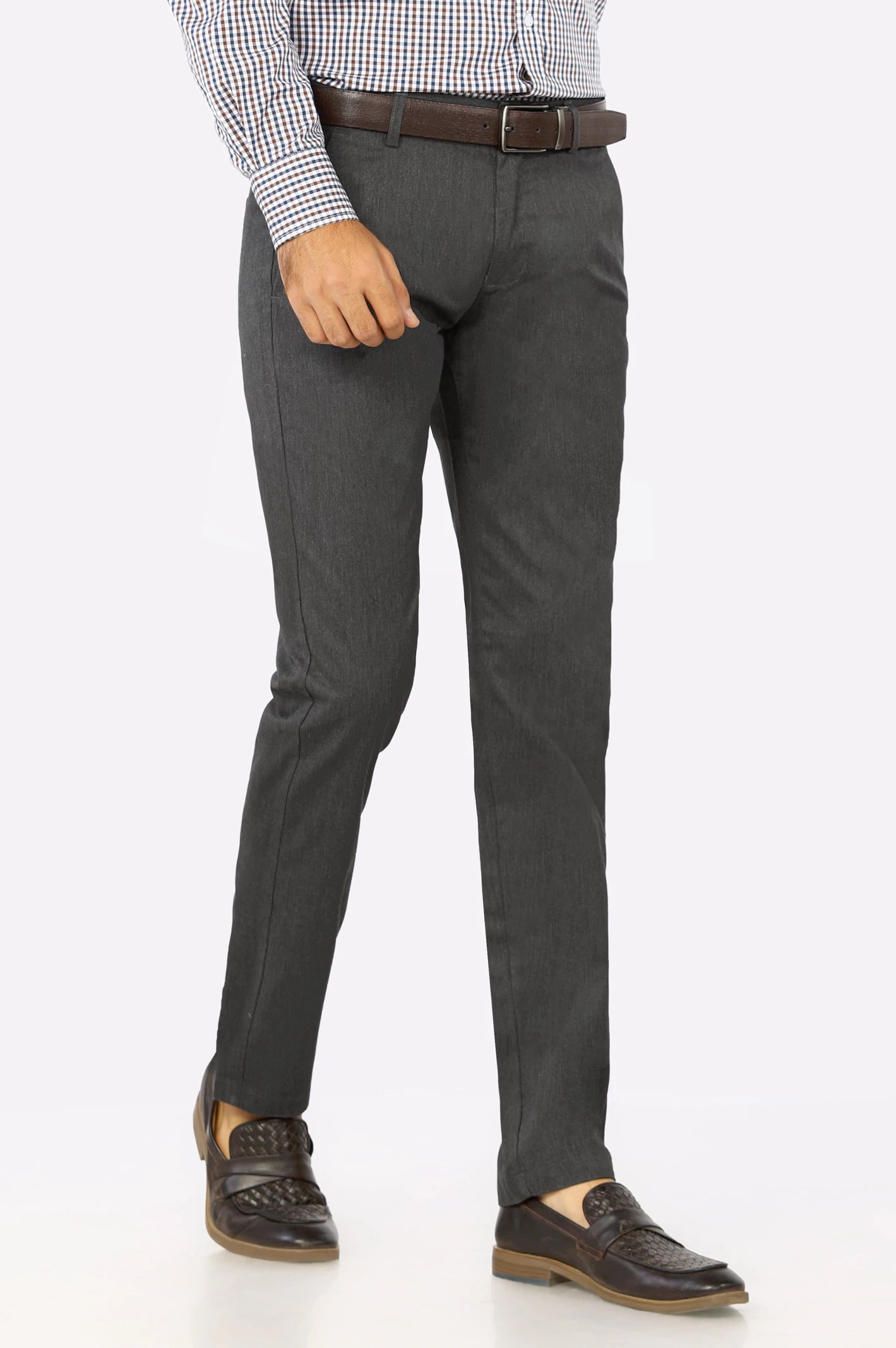 Coffee Grey Smart Fit Cotton Chino From Diners