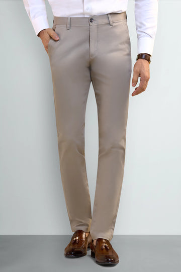 Beige Smart Fit Cotton Chino